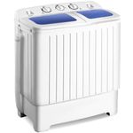 COSTWAY Twin Tub Washing Machine, 8kg Total Capacity Portable Laundry Washer and Spin Dryer with Timer Control & Drain Hose for Apartment Dorms Camping (5KG Washer 3KG Drying)