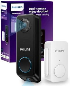 PHILIPS Dual Camera Video Doorbell Wireless, 2K with HDR, Security Camera, Wi-Fi Video Doorbell with Chime, No Monthly Fees, Compatible with Alexa & Google Assistant, Battery/Wired Powered