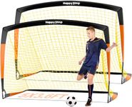 Happy Jump Soccer Net Kids Portable Soccer Goal for Backyard Training (5'x3.6', 2 Set, Black+Orange)