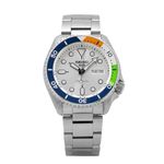 Seiko Limited Edition India Exclusive Off-White Dial Men's Analog Watch, Stainless Steel Band, with Extra Silicon Strap- Srpk83K1, Band Color:Silver