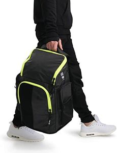 ARENA Spiky III Backpack 45 Swimming Athlete Sports Gym Rucksack Large Training Gear Equipment Swim Bag for Men and Women, 45 Liters, Dark Smoke/Neon Yellow