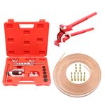 Brake Pipe Flaring Tool, Brake Pipe Tool Kit with 16 Joints + 5 Connectors, Brake Pipe Bender, 7.62m Ø4.75mm Brake Pipes for Vehicle Hydraulic Brake Systems, Air Conditioning Systems