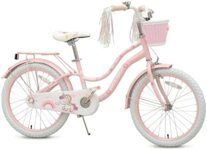 Bixike Princess Style Girls Bike with Basket for 2-13 Years Old Kids and Toddlers, 12 14 16 18 Inch Bicycle for Children with Training Wheels and Streamers, 20 Inch with Kickstand, Multiple Colors