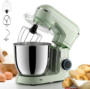 ZZR SEVEN Stand Mixer, Dough Mixer, Bread Mixer, Cake Mixer with Bowl SS 5.5 QT, Copper Motor, Kitchen Electric Standing Mixer with Beater, Dough Hook, SS Egg Whisk (450W Green)