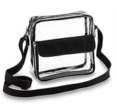 Clear Cross body Messenger Shoulder Bag with Zipper Closure Adjustable Strap Stadium Approved Clear Bag For Girls