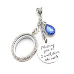 IDLAN Wedding Bouquet Locket Charm Rhinestone Photo Charm Memorial Bridal Bouquet Charm Memorial Photo Keepsake Something blue, Alloy,Stainless steel, Rhinestone