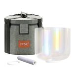 CVNC 432HZ 7 Inch C Note Root Chakra Alchemy Clear Cosmic Light Quartz Crystal Singing Bowl with Carry Case Bag for Sound Healing and Meditation