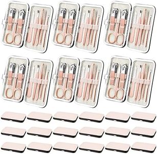 Lasnten 24 Set Manicure Set Bulk Nail Clippers Grooming Nail Kit Stainless Steel Professional Pedicure Kit Pedicure Tools with Travel Case Gifts for Men Women Personal Nail (Pink, Rose Gold,8 in 1)