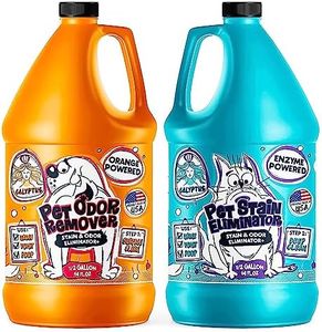 Calyptus Pet Stain and Odor Remover | Orange and Enzyme Cleaner Duo Solution for Pets | 128oz (64oz x 2 Bottles) | Carpet Cleaner and Odor Eliminator for Cat Urine, Dog Pee, and Poop | Pro Strength