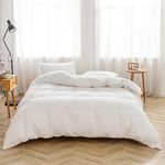 Face Two Face Bedding Duvet Cover Set 3 Pieces 100% Washed Cotton Duvet Cover Linen Like Textured Breathable Durable Soft Comfy(King, White)