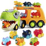 JOYIN Dinosaur Transport Truck for Kids ，6-Pieces Dinosaur Carrier Car Playset for Age 2 3 4 5 6, Dinosaur Toys with Music & Lights, Toys for Boys and Girls 2-6,Gifts for 2+ Kids