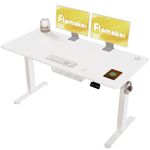 Flamaker Standing Desk 140 x 60 cm with Cable Management Tray and 2 Memory Preset, Electric Desk Sit Stand Desk 71-119cm Height Adjustable Desk, White