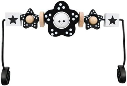 Welgep Wooden Baby Bouncer Toy Bar Attachment, Sensory Toy for Newborn to Toddler Boys Girls, Easy Install & Remove, Baby Bjorn Compatible (Black)