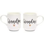 2 Piece Grandma and Grandpa Mugs Set for Coffee, Tea, Grandparent Announcement Gifts (15 oz)