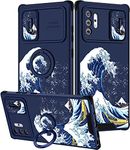 Goocrux (2in1) for Samsung Galaxy Note 10 Plus Case Waves for Women Girls Cute Phone Cover Fashion Great Wave Japanese Design with Slide Camera Cover+Ring Holder Aesthetic Cases for Note10 Plus 6.8''