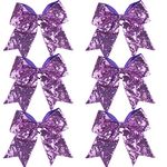 Metallic Sequin Mermaid 8 Inch Cheer Bow Cheerleader Cheerleading Jumbo Cheer Bow (Lavender Sequin)