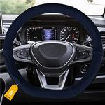 NIKAVI Microfiber Leather Steering Wheel Cover (Small-D)(36cm) Black