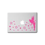 TopZog Small TINKERBELL FAIRY Pixie and star dust wall sticker decal art for baby girls nursery, laptop, mirror, window, PINK, 29x16.5 cm