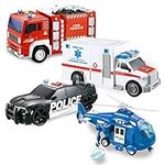 JOYIN 4 Packs Emergency Vehicle Toy