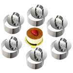 ONEDONE Cake Ring Molds Stainless Steel Mousse Cake Mold Cake Rings Pastry Rings Food Rings with Pusher, 3.15in Diameter, Set of 6 (Round)