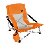 Nice C Beach Chair, Beach Chairs for Adults, Chaise de Plage, Low Reclining Festival Chair, with Cup Holder & Carry Bag Compact & Heavy Duty Outdoor, BBQ, Travel (1 Pack of Orange)