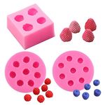 Hi-Party 3Pcs/Set 3D Mini Strawberry, Raspberry and Blueberry Silicone Fondant Molds Soap Candle Mulberry Wax Melts Berries Chocolate Candy Mold for Cake Cupcake Topper Decoration