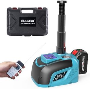 Seesii Electric Car Hydraulic Jack, 5Ton 21V Battery Powered Car Jack with 4.0Ah Battery & Charger, Portable Cordless Emergency Tire Change Tool for Sedan SUV MPV Pickup (Lifting Range: 6.1"~17.7")
