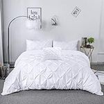 Noah's Linen PinTuck Luxury Duvet Cover Bedding Bed Set Pillow Cases & 1 Free Cushion Cover 200 Threads Count 100 % Cotton (White, King)