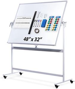 CREATIVE SPACE White Board - Large 32x48 Inch Mobile Magnetic Whiteboard with Stand - Rolling Double Sided Dry Erase Board for Classroom & School w/ 10 Grid Tapes, Ruler, Eraser & Wall Mount - Home Office Accessories - Tableau Blanc Effacable