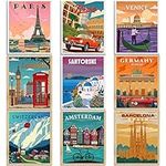 9 Pieces Vintage Travel City Poster