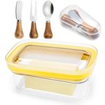 Butter Slicer Cutter Stainless Steel Airtight Butter Slicer Cutter and Keeper with Lid Fork Set for Refrigerated Butter Container Butter Box (280g) (mode1)