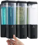 Shampoo and Conditioner Dispenser 3 Chamber No Drill Shampoo Dispenser for Shower Wall Mounted Shower Soap Dispenser 3 * 500ml Refillable Shower Dispenser for Bathroom Hotel(Black 3 Chamber)