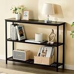 SITREMEN Bamboo Sofa Console Table for Entryway, 3 Tier Entrance Table with Shelves, 39.4 inch Hallway Narrow Console Tables, Entry Table for Living Room, Bedroom, Hallyway, Foyer(BLACK)