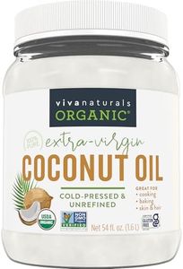 Viva Naturals Organic Coconut Oil - Unrefined, Cold-Pressed Extra Virgin Coconut Oil, USDA Organic and Non-GMO Cooking Oil, Great as Hair Oil and Skin Oil, 54 fl oz