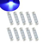 GKmow 10 PCS Car 28mm LED Reading Light, 6614F/6612F 5050-3SMD Chips 180° Lighting Super Bright Sunshade Makeup Light, Plug and Play No Delay Roof Light Replacement, Universal for Cars (Blue)