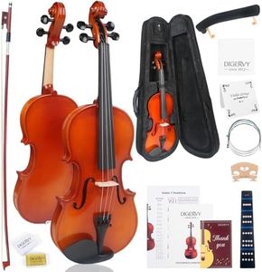Violin 4/4 Full Size Kit for Beginners, Glossy Violin Fiddle Set for Students Age 12+ with Violin Case, Bow, Rosin, Fingerboard Sticker, Shoulder Rest, Extra Strings and Bridge(Plywood, Full)