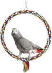 Bird Swing Cotton Rope Ring Perch Parrot Biting Climbing Toy for Budgie Parakeet Cockatiel Conure Lovebird Finch Canary Cockatoo Macaw Cage Stand (B: Swing Ring Toy-M)