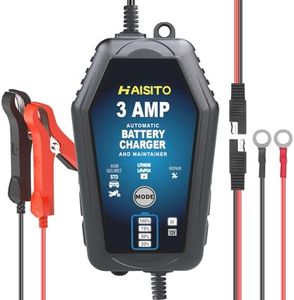 6V 12V Battery Charger Maintainer, 3-Amp Fully Automatic Smart Charger, 6 Volt 12 Volt Lithium LiFepo4 Lead Acid Battery Trickle Charger Desulfator for Automotive,Boat,Motorcycle,Lawn Mower
