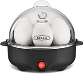 BELLA Rapid Electric Egg Cooker and Poacher with Auto Shut Off for Omelet, Soft, Medium and Hard Boiled Eggs - 7 Egg Capacity Tray (1 Pack) Black