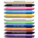 HLPHA 11PCS Funny Pens, Sarcastic and Humorous Gel Ballpoint Pen Set, 1 mm Fine Point Retractable Pens for Office School Writing Journaling, Gag Gifts for Coworkers and Friends