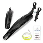 ioutdoor Bike Mudguard Set with 27ft DIY Reflective Tape,Bike Fenders Set Adjustable,Bicycle Front and Rear Mud Guard Fits for 20",22",24",26" 27" 28" MTB Mountain Road Bike Cycling (Black black)