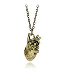 RVM Jewels Antique Gold Plated Anatomical 3D Human Heart Organ Anatomy Pendant for Men and Women