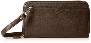 Buxton Men's The Ultimate Double Zip Organizer최고의 더블 지퍼 오거나이저 Cross Body Handbag, Brown, One Size