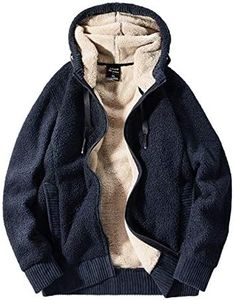 Gihuo Men's Winter Sherpa Lined Hoodie Zip Up Sweatshirt Warm Jacket, 02navy (Sherpa Shell), Small