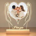 Personalised Photo Picture Frame with Night Light, Custom Acrylic Plaque with Photos, Customised Birthday Photo Gifts, Personalised Christmas Gifts for Mum, Dad, Baby, Kids, Grandma, Grandpa