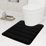 smiry Non-Slip Toilet Mat, Extra Soft U-Shape Pedestal Mat for Toilet, Ultra Absorbent Memory Foam Bathroom Toilet Mat for Floor, Machine-Washable Dry Pedestal Mat Only, 50 x 60 cm, Black