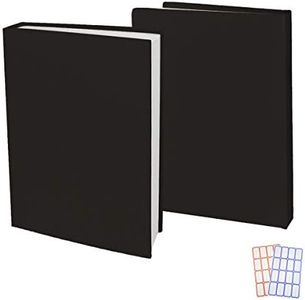 2 Pack Stretchable Jumbo Book Covers, Washable Durable Reusable Book Protector fits Hardcover Textbooks up to 9.5" X 14" School Supply with Free Sticker Labels (2 Pack, Black)