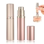 Portable Refillable Perfume Atomizer Bottle, POTWPOT 2 Pack Refillable Perfume Bottle Atomizer for Travel Empty Perfume Atomizer for Women and Men with 5ml Pocket Size (Golden & Pink)