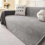 MYSKY HOME Sectional Couch Cover Sofa Slipcovers for 3 Cushion Seater Couch, Dog Cat Friendly Non Slip Furniture Protector Washable, 91" x 134", Grey