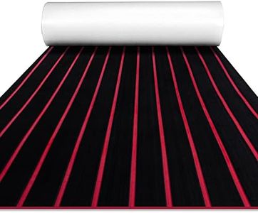 FOCEAN Boat Flooring EVA Foam Boat Decking Faux Teak Marine Flooring Marine Mat Sheet for Motorboat RV Yacht Kayak Surfboard, 94.5''x 47.2'', Black with Red Lines